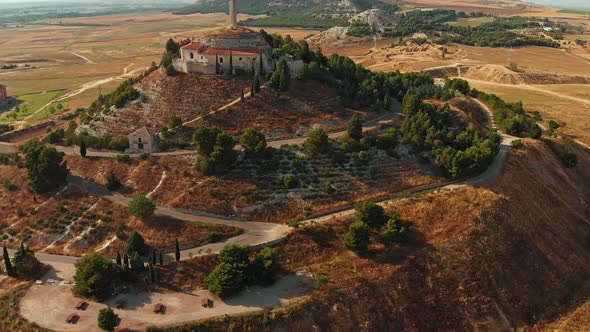 Aerial View of Statue Of The Christ Of The Otero In Palencia Spain