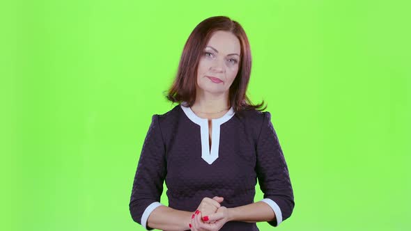 Woman in the Theater Claps and She Does Not Like the Actors' Play. Green Screen