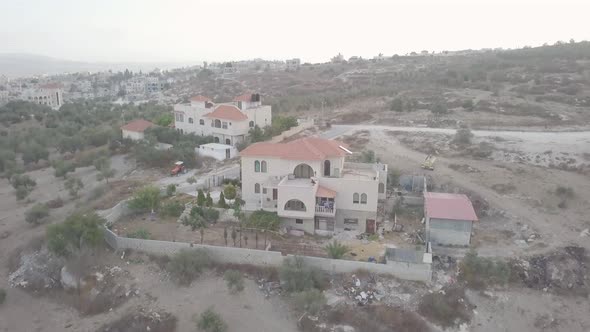 Aerial view of a bungalow house in the outskirt of Arraba Palestine