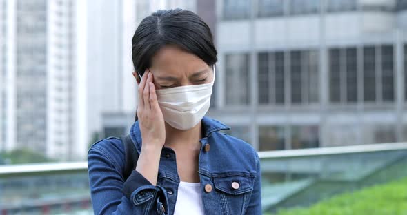 Woman Sneeze and Wearing Face Mask