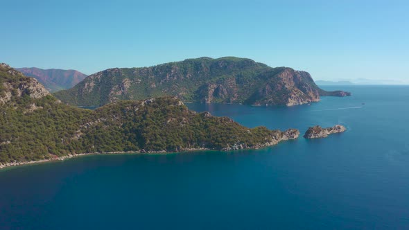 View of Mountains Aegean Coast of Icmeler Marmaris Mugla Province Turkey