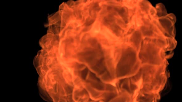 Thick fire ball moving in slowmotion vertically