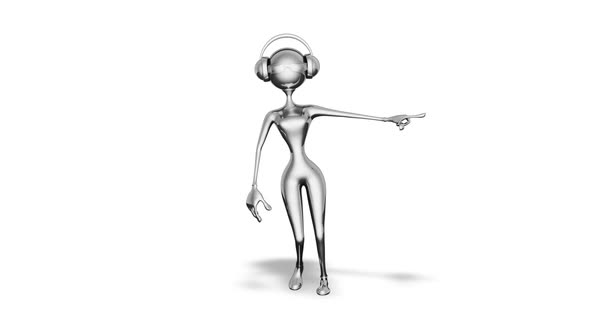 3D Silver Woman Dance  Looped on White alt