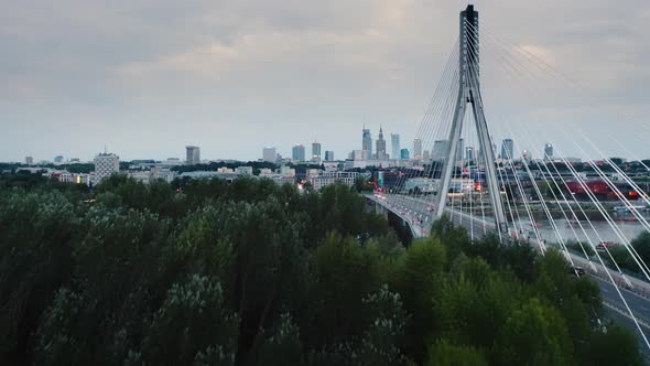 Aerial Panoramic Drone Shot of Warsaw City Cityscape