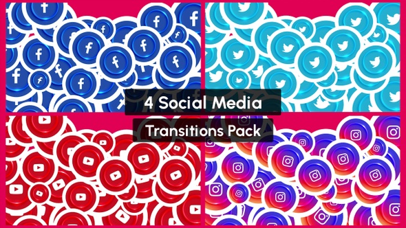 Social Media Icon Shape Transitions Pack - 4 Clips
