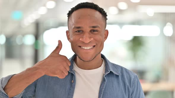 Portrait of Successful Casual African Man Showing Thumbs Up