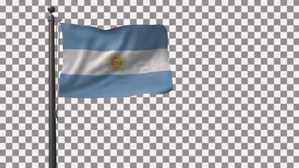 Argentina Flag On Flagpole With Alpha Channel HD