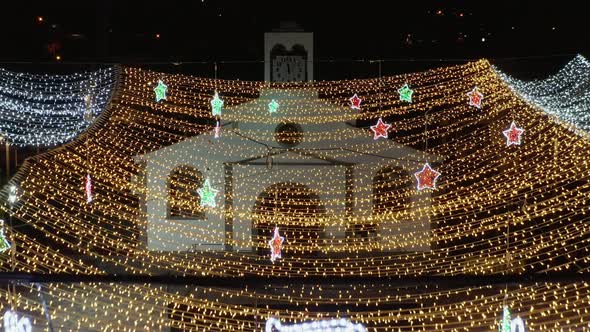 Festive Lights of Luminous Decorations From the Nightlife of the Spanish Provincial City