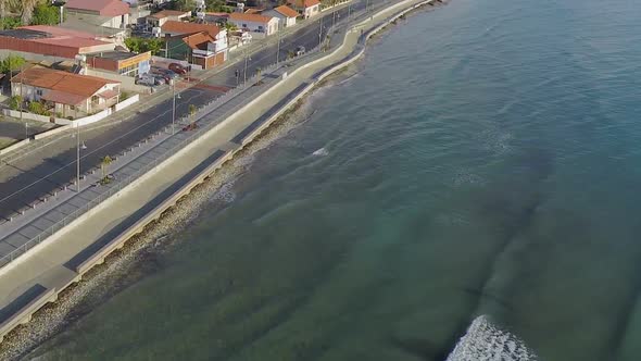 Fantastic Aerial View of Resort Town in Cyprus, Larnaca Seafront, Low Season
