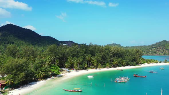 Chalok Lam beach, with palm forest,white sand and turquoise sea water.