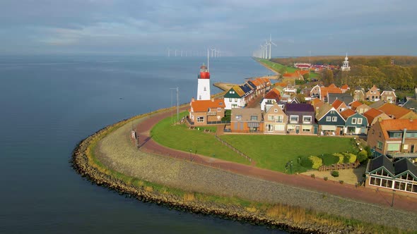 Urk Flevoland Netherlands a Sunny Spring Day at the Old Village of Urk with Fishing Boats at the