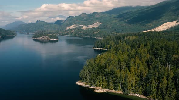 Pristine Waters Of Sunshine Coast Stretching Along The Small Village Of Egmont In British Columbia A