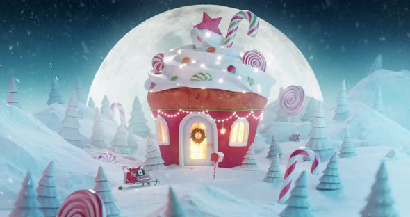 Cute cozy fairy house decorated at Christmas