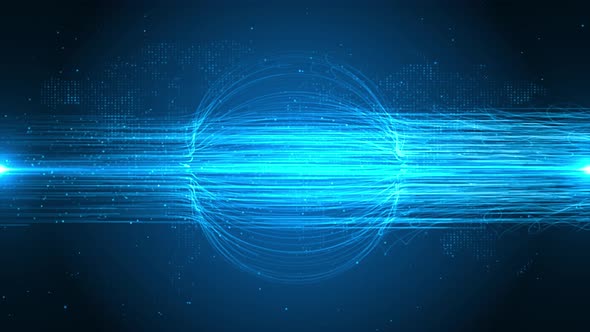 Blue Futuristic digital data transfer neon line technology  alt