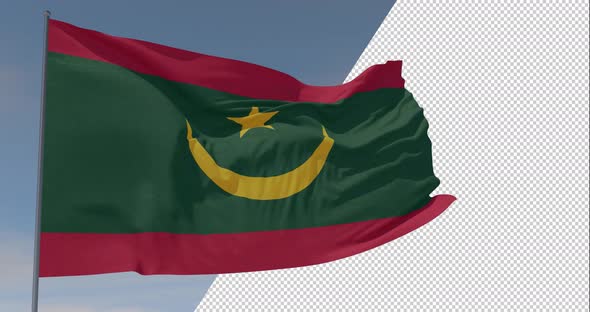 flag Mauritania patriotism national freedom, seamless loop, alpha channel