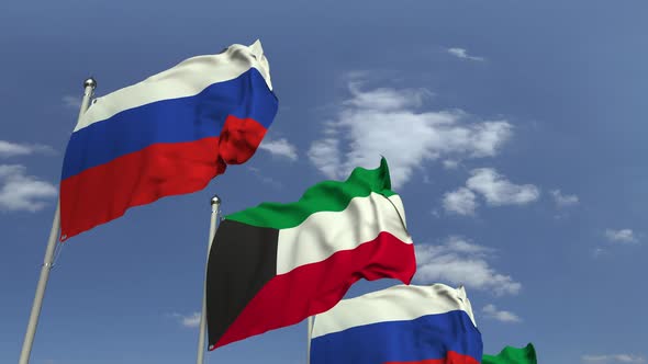 Flags of Kuwait and Russia