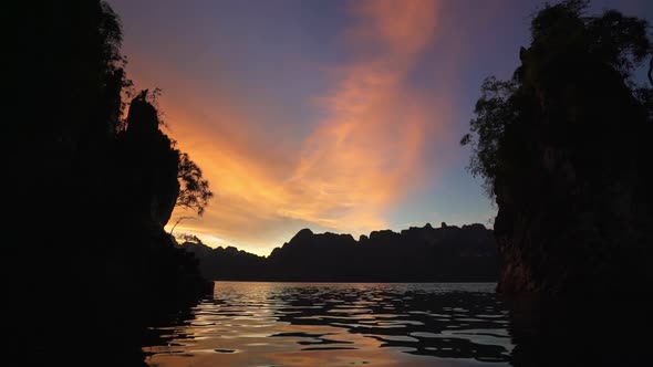 Dusk Falling Rapidly in Cheow Lan Lake