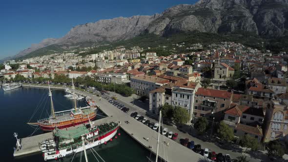 Aerial view of Makarska city