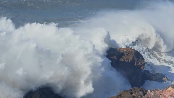 Ocean Waves Crashing on a Rock Coast