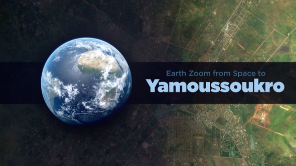 Yamoussoukro (Ivory Coast) Earth Zoom to the City from Space