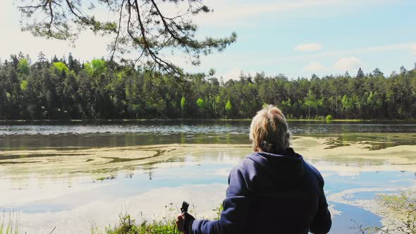 Rising View Exercising Woman Enjoy Countryside Panorama