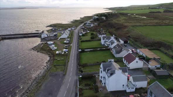 Aerial Tilt Up of Islay and Loch Indaal in Scotland