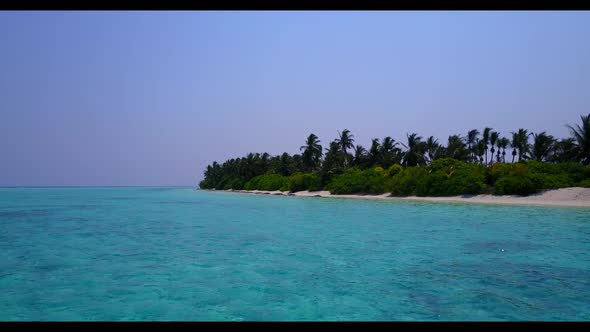 Aerial top view travel of luxury tourist beach vacation by transparent sea with white sand backgroun