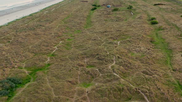 Aerial view over Bull Island dunes