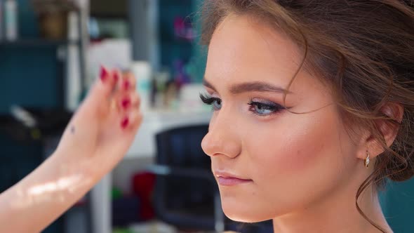 Closeup Face of a Beautiful Girl with Long Eyelashes