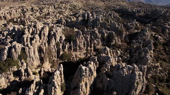 Unusual rock formation in nature reserve in the Sierra del Torcal mountain