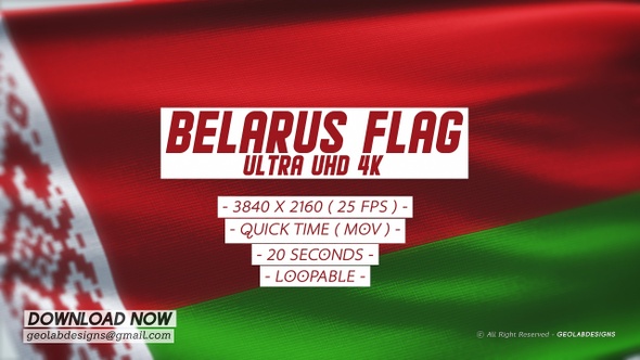 Belarus Flag - Ultra UHD 4K Loopable