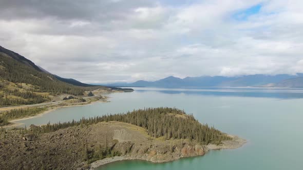 Gorgeous View of Scenic Turquoise Lake and Mountains