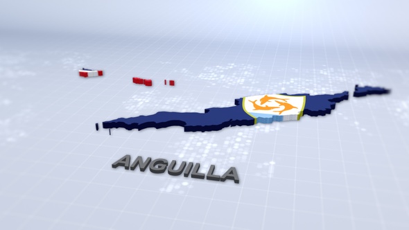 Anguilla Map With Flag