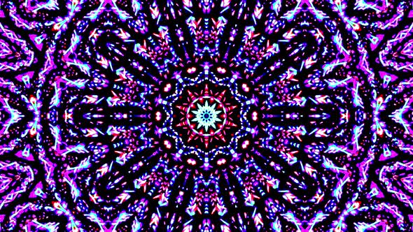 Bright abstract light governing red color, kaleidoscope, blue background