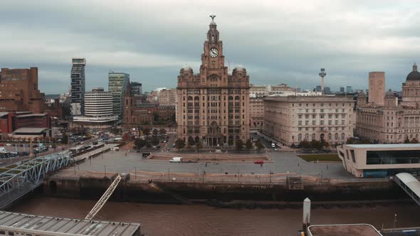 Beautiful Panorama of Liverpool Waterfront in the Evening Sunset