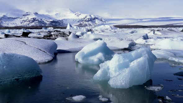 Timelapse of Icebergs Moving in Jokulsarlon Ice Lagoon Iceland