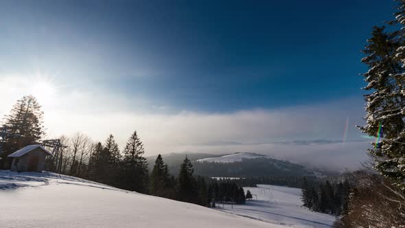 Aurora Time Lapse in Winter Mountain