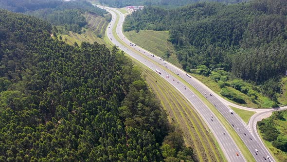 Landmark highway road between mountains.