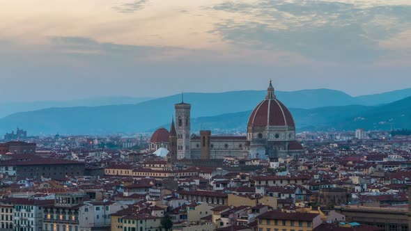 Sunset Time Lapse of Florence Skyline in Italy