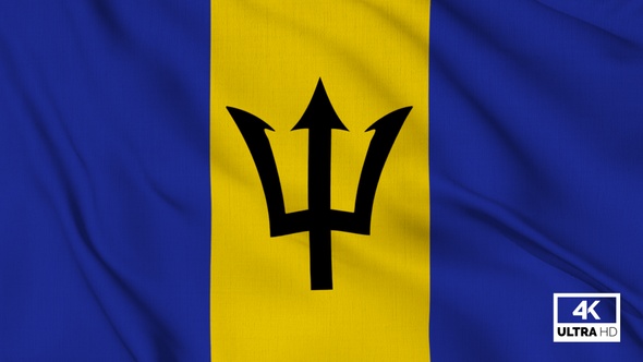 Barbados Flag Waving Slowly Looped