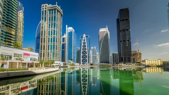 Residential Buildings in Jumeirah Lake Towers Timelapse Hyperlapse in Dubai UAE