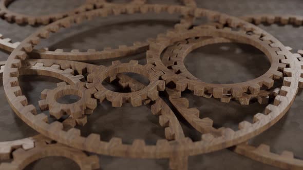 Rotating Gear Wheels with Wood Material