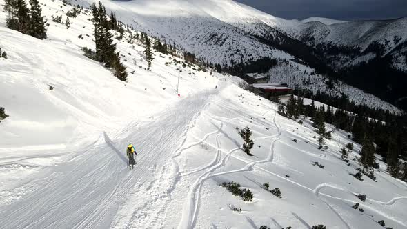 Aerial View of Slovakia Ski Resort Slope