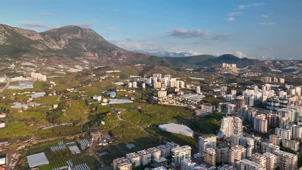 Colorful City Aerial View 4 K Alanya Turkey