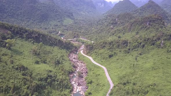 Amazing Deep Green Jungle Covers High Hills Aerial View