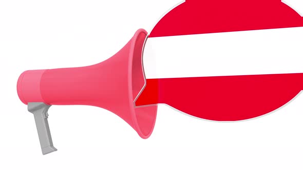 Megaphone and Flag of Austria on the Speech Balloon alt