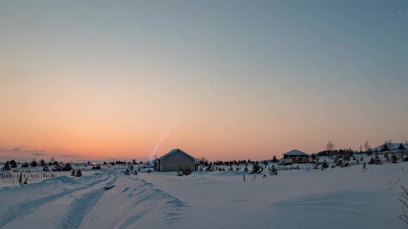 Winter Time Lapse Sunset in Winter Beautiful Winter Landscape