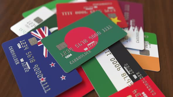 Emphasized Bank Card with Flag of Bangladesh