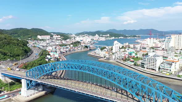 4K Aerial Drone Footage View of Tongyeong Port