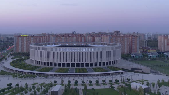 RUSSIA, KRASNODAR - SEP 24, 2017: Aerial View Krasnodar Arena Stadium